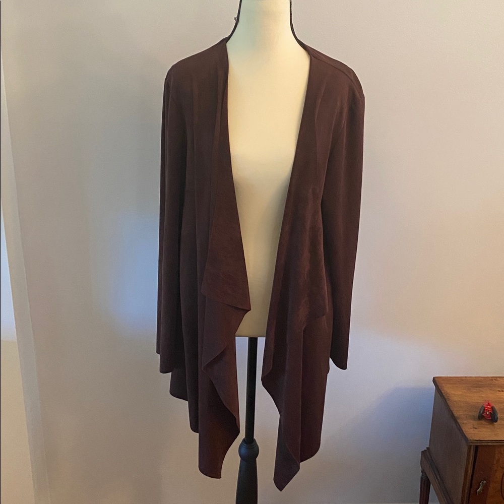 Joseph Ribkoff size 14 dark brown open front suede jacket - Picture 1 of 7